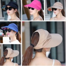 Mujer UV Protect Foldable Large Brim Visor Cap Beach Sun Hat Outdoor Multicolor  eb-47367395